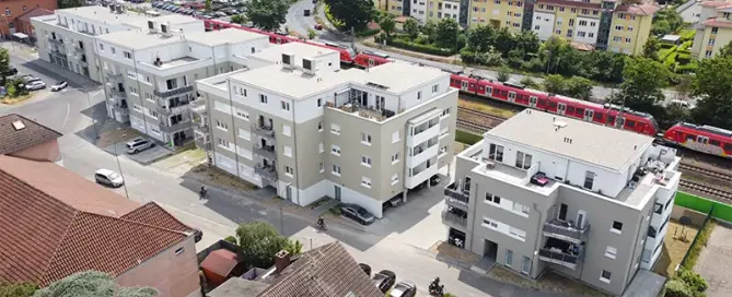B+J Wohnungsbau GmbH: 63165 Mühlheim am Main, Dammstrass – Mehrfamilienhäuser Draufsicht